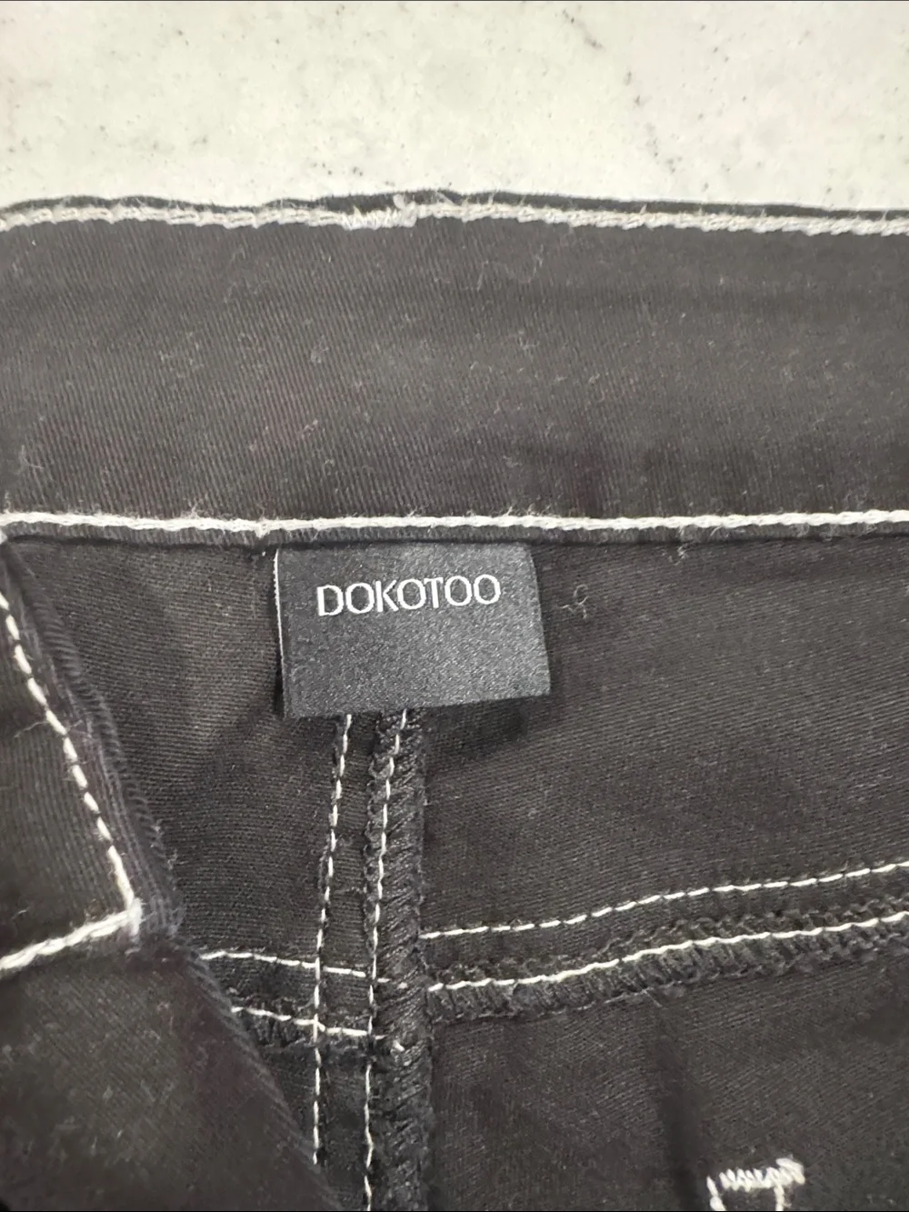 NWT DOKOTOO Sz 14 Carpenter Utility Cargo Jeans High Waist White Stitch Stretch